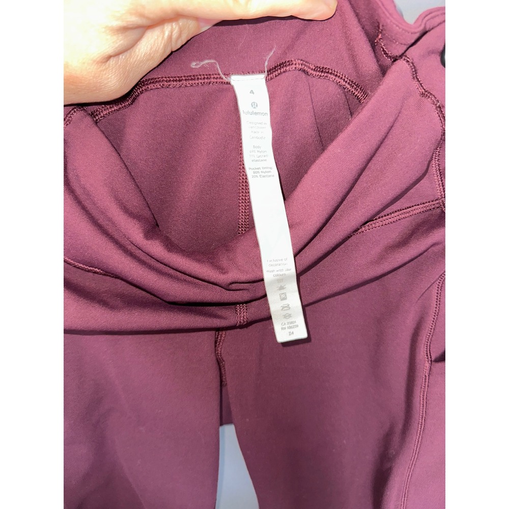 Lululemon Speed Up Tight Burgundy Running Leggings Pockets Size 4 Maroon - Picture 6 of 6